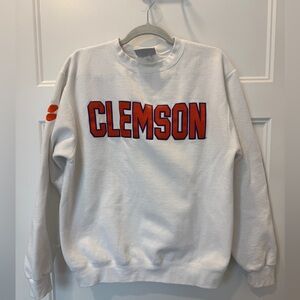 Champion Clemson Tigers Crewneck Sweatshirt White Size M | Embroidered Logo